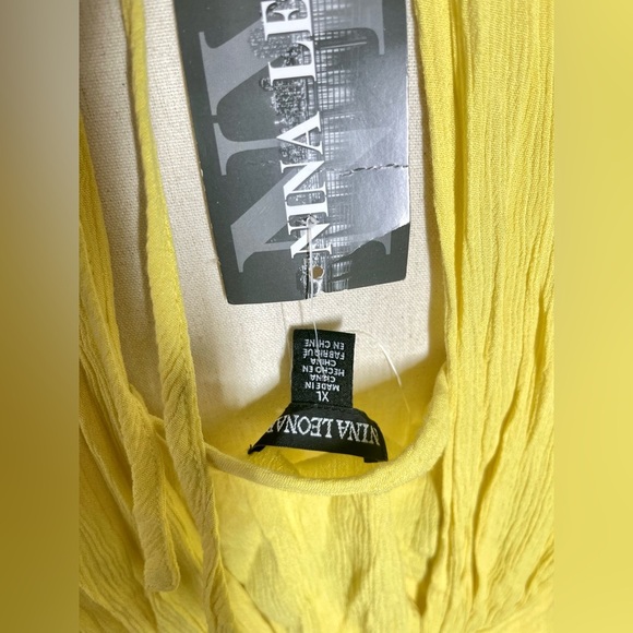 Nina Leonard | Gauze Smocked Summer Maxi Dress / Coverup | Canary Yellow | XL - Picture 6 of 7